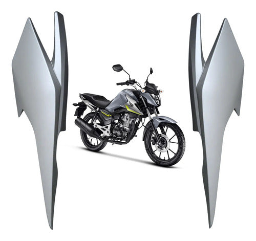 Par de Rabetas Laterais Paramotos Honda Cg 160 Titan 2025 em diante Prata Metálico