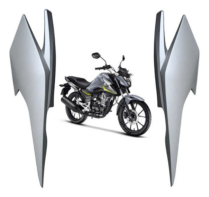 Par de Rabetas Laterais Paramotos Honda Cg 160 Titan 2025 em diante Prata Metálico