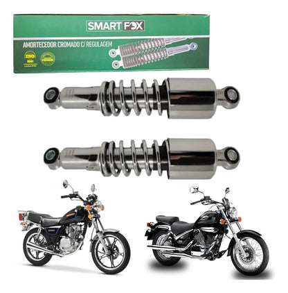 Par de Amortecedores Traseiros Smartfox Suzuki Intruder 125 250 Cromado