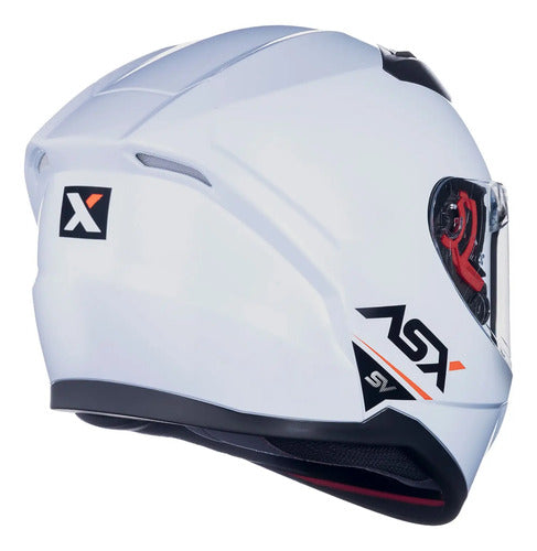 Capacete ASX City SV Solid com Óculos Solar Interno Branco Vermelho Preto Brilhante
