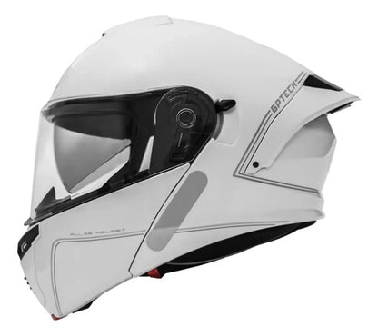 Capacete Escamoteável GP Tech A128 SV Pulse Solid com Óculos Solar Branco Brilhante Tamanho 56