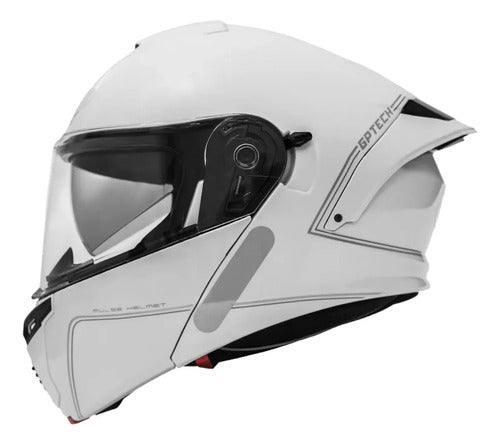 Capacete Escamoteável GP Tech A128 SV Pulse Solid com Óculos Solar Branco Brilhante Tamanho 60