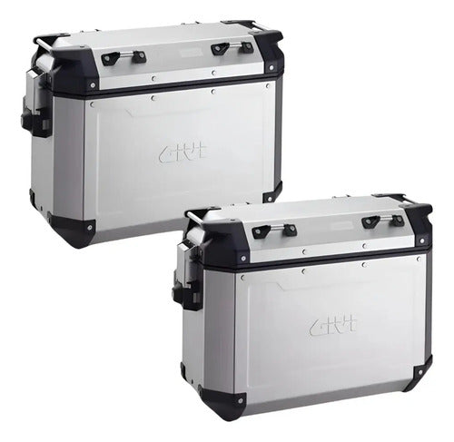 Par de Baús Laterais de Alumínio Givi Trekker Outback 37 Litros Prata