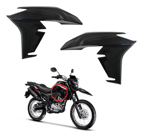 Par de Guias de Ar Abas do Tanque Paramotos Honda Bros 160 2022 a 2024 Preto Brilhante