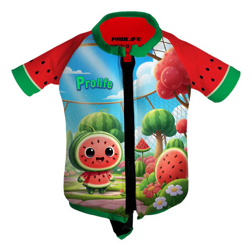 Colete Salva Vidas Infantil Camisa Praia Flutuadora Prolife Melancita
