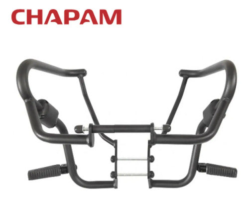 Protetor de Motor com Pedaleira Chapam Yamaha Fazer Fz15 150 2023 a 2025 Preto Fosco