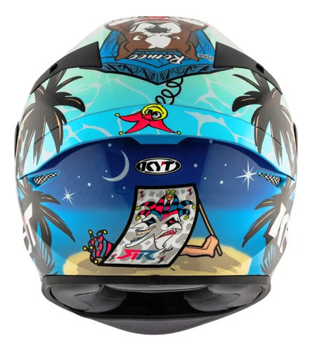 Capacete KYT TT-Course Riccardo Rossi Barcelona Preto Verde Branco