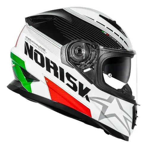 Capacete Norisk FF302 Soul II Grand Prix Itália com Óculos Solar Interno Branco Tamanho 60/L