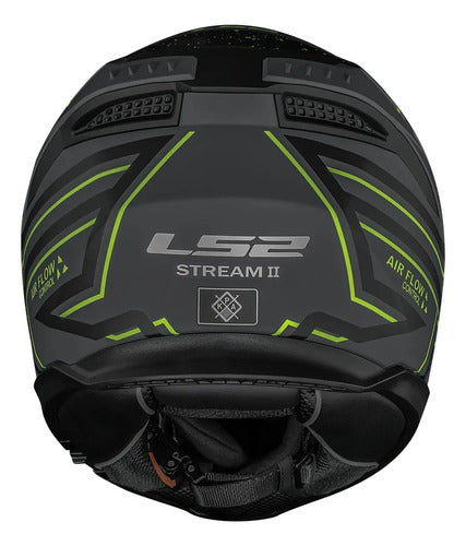 Capacete LS2 FF808 Stream II Maze com Óculos Solar Interno Cinza Preto Fosco