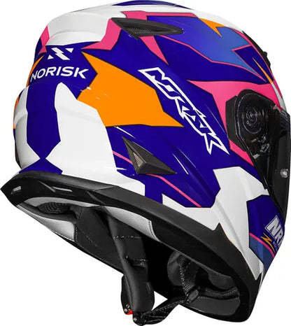 Capacete Norisk FF302 Soul District com Óculos Solar Interno Azul Branco Rosa Brilhante
