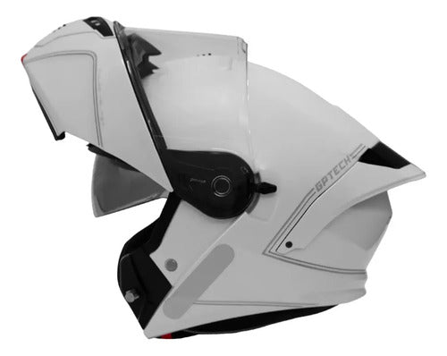 Capacete Escamoteável GP Tech A128 SV Pulse Solid com Óculos Solar Branco Brilhante Tamanho 60