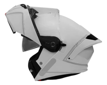 Capacete Escamoteável GP Tech A128 SV Pulse Solid com Óculos Solar Branco Brilhante Tamanho 58