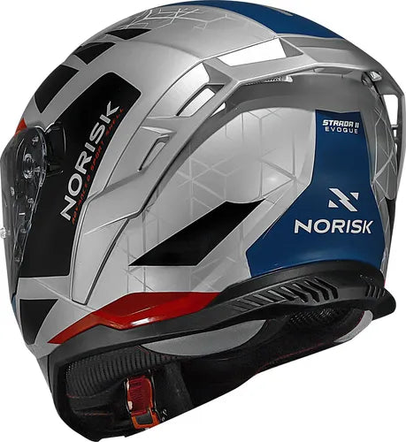 Capacete Norisk Strada II Evoque com Óculos Solar Interno Prata Vermelho Azul