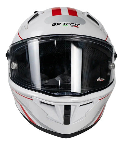 Capacete GP Tech Pilot Grand Prix Japão Branco Vermelho Brilhante