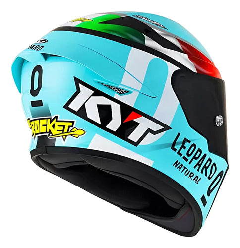 Capacete KYT TT-Course Dennis Foggia Leopard Azul Brilhante