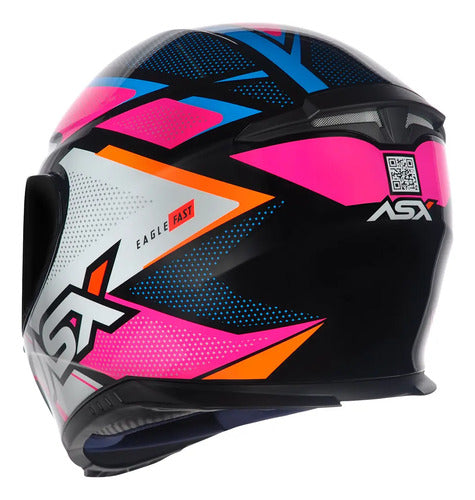 Capacete ASX Eagle Fast Preto Rosa Branco Brilhante