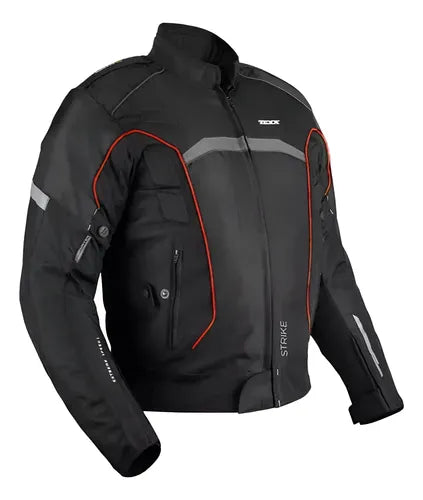 Jaqueta Texx New Strike V2 Impermeável com Proteção Masculina Preto Vermelho Tamanho 3XL