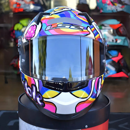 Capacete LS2 FF358 Bubble Branco Rosa Brilhante Tamanho 62/XL