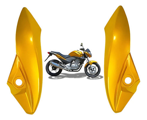 Par de Carenagens Laterais do Farol Paramotos Honda Cb 300r 2009 a 2015 Amarelo Perolizado