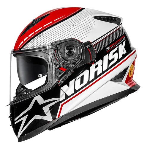 Capacete Norisk FF302 Soul II Grand Prix Japão com Óculos Solar Interno Branco
