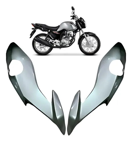 Par de Carenagens Laterais do Farol Paramotos Honda Cg 160 Fan Start 2022 Prata Ibiúna