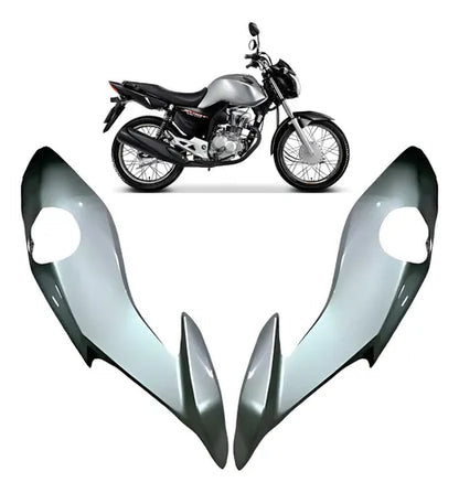 Par de Carenagens Laterais do Farol Paramotos Honda Cg 160 Fan Start 2022 Prata Ibiúna
