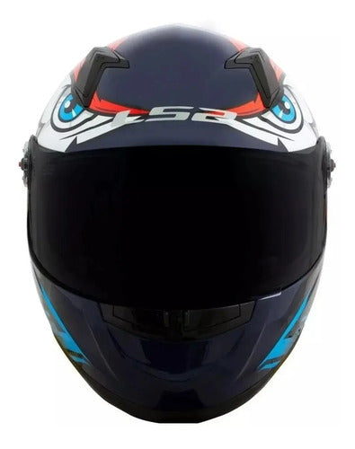 Capacete LS2 FF358 Tribal Laranja Preto Azul Brilhante