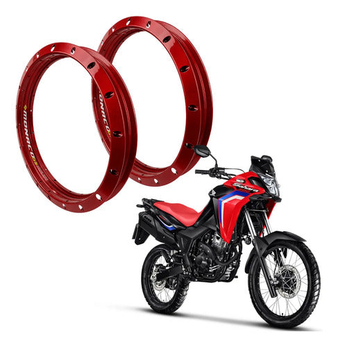 Par de Aros de Roda GS Monaco Honda Xre Sahara Tornado 300 1.85x21 e 2.15x18 Vermelho