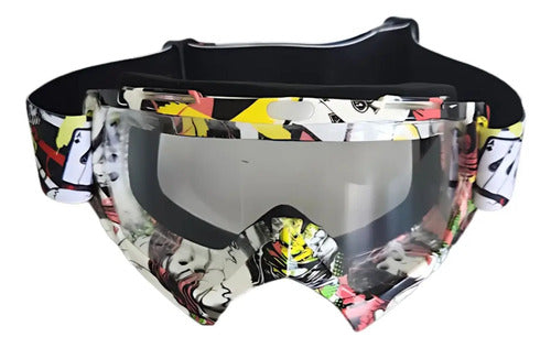 Óculos Proteção Jetski Snowboard Paintball Corrida Branco Cristal