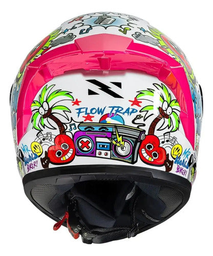 Capacete Norisk Flow Trap com 2 Viseiras e Spoiler Branco Colorido Tamanho 60/L