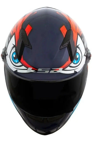 Capacete LS2 FF358 Tribal Laranja Preto Azul Brilhante