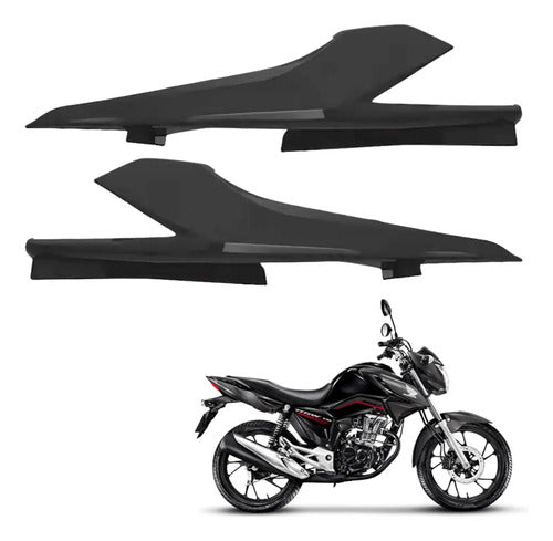 Par de Rabetas Laterais Paramotos Honda Cg 160 Titan 2022 a 2024 Preto Fosco