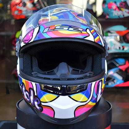 Capacete LS2 FF358 Bubble Branco Rosa Brilhante Tamanho 56/S