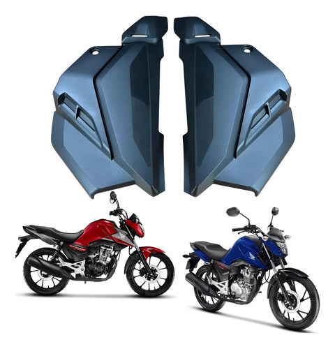 Par de Tampas Internas da Aba do Tanque Paramotos Honda Cg 160 Titan Fan 2025 em diante Preto