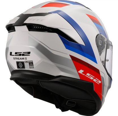 Capacete LS2 FF808 Stream II Vintage com Óculos Solar Interno Branco Azul Vermelho