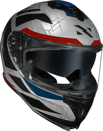 Capacete Norisk Strada II Evoque com Óculos Solar Interno Prata Vermelho Azul