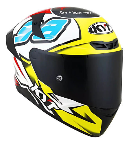 Capacete KYT TT-Course 98 Bomb Branco Amarelo Preto Brilhante