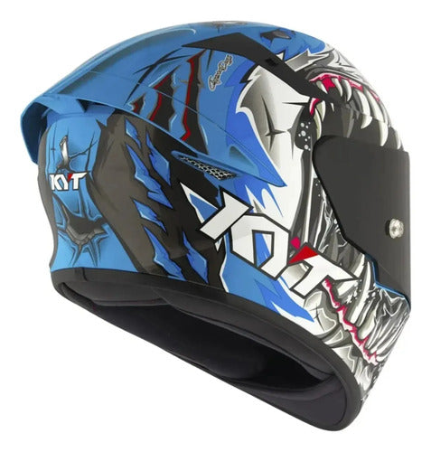 Capacete KYT TT-Course Megalodon Azul Brilhante Tamanho 58/M