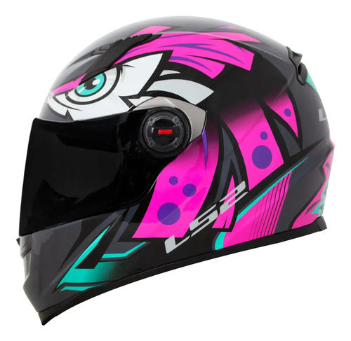 Capacete LS2 FF358 Tribal Fúcsia Brilhante Tamanho 60/L