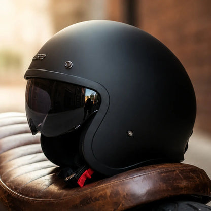 Capacete Aberto LS2 OF599 Spitfire Solid com Óculos Solar Interno Preto Fosco