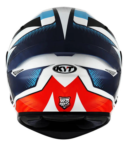 Capacete KYT TT-Course Leandro Tati Mercado Laranja Azul Branco Brilhante