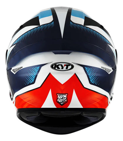Capacete KYT TT-Course Leandro Tati Mercado Laranja Azul Branco Brilhante