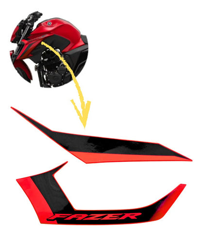 Adesivo da Aba do Tanque Esquerda Yamaha Fazer Fz25 250 2025 Vermelho Metálico
