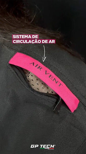 Jaqueta GP Tech Essence Air Ventilada com Proteção Feminina Preto Rosa