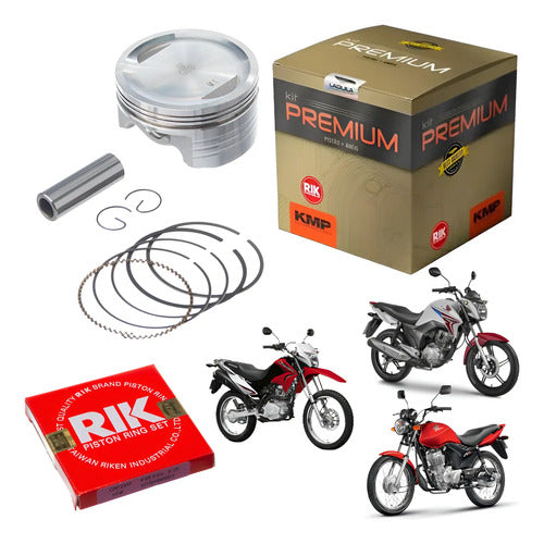 Kit Pistão com Anéis KMP Honda Cg 150 Titan Fan 2004 a 2015 Bros 150 2006 a 2015 220 cc 0,50 mm