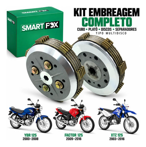 Kit Embreagem Completo Smartfox Yamaha Factor 125 2000 a 2016 Xtz 125 2003 em diante