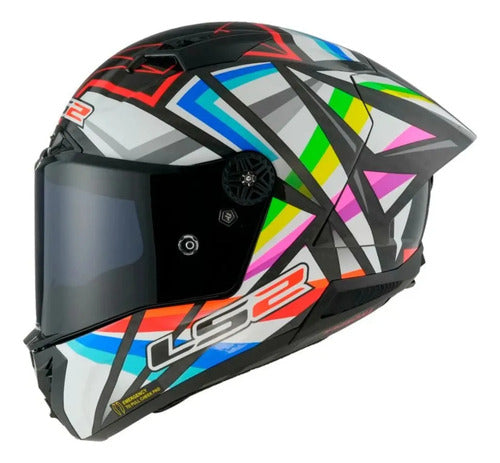 Capacete LS2 FF805 Thunder C GP Flash Black com Spoiler Preto Cinza Azul