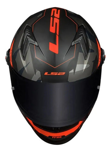 Capacete LS2 FF358 Tank Preto Laranja Fosco Tamanho 62/XL