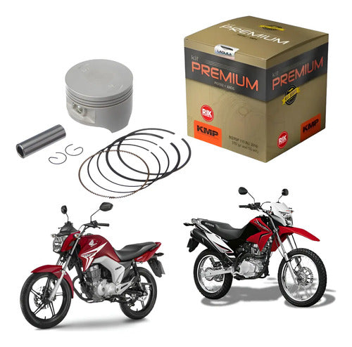Kit Pistão com Anéis KMP Premium Honda Cg 150 Titan Fan 2004 a 2015 Bros 150 2006 a 2015 3,00 mm