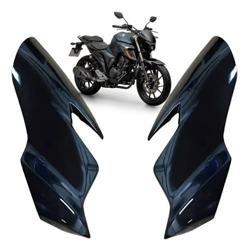 Par de Carenagens Laterais do Farol Paramotos Yamaha Fazer Fz25 250 2022 a 2024 Preto Metálico